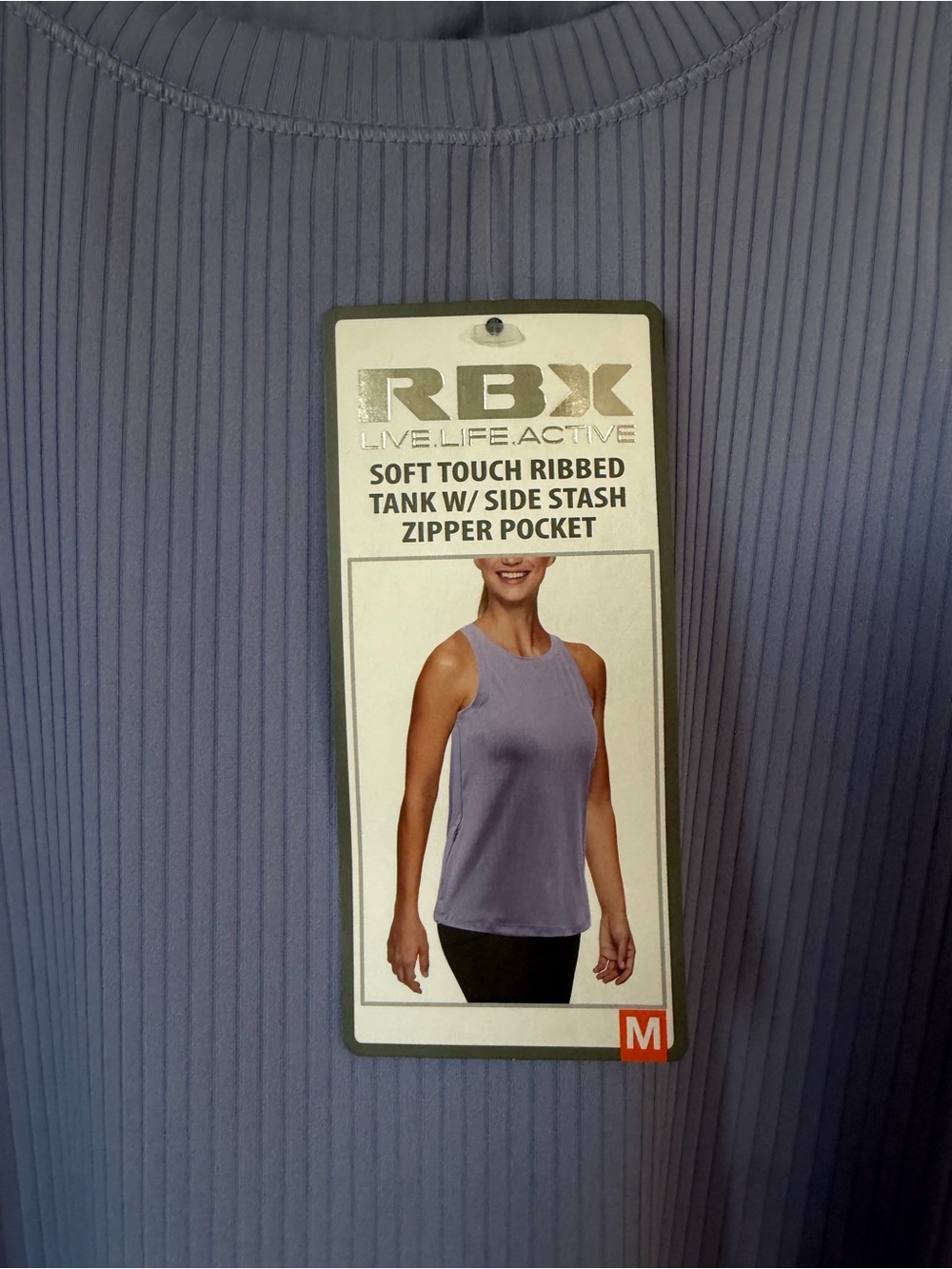 RBX Lavender Ribbed Performance Tank - Picture 4 of 4